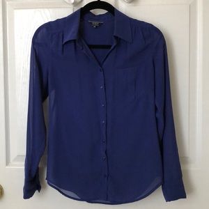 Guess blue chiffon button top